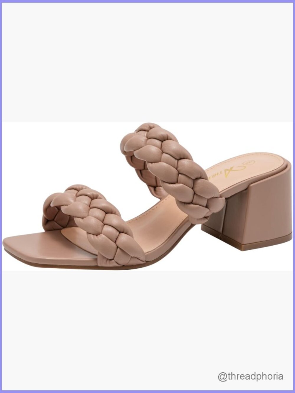 Braided Strappy Square Toe Block Heel Mules Sandals